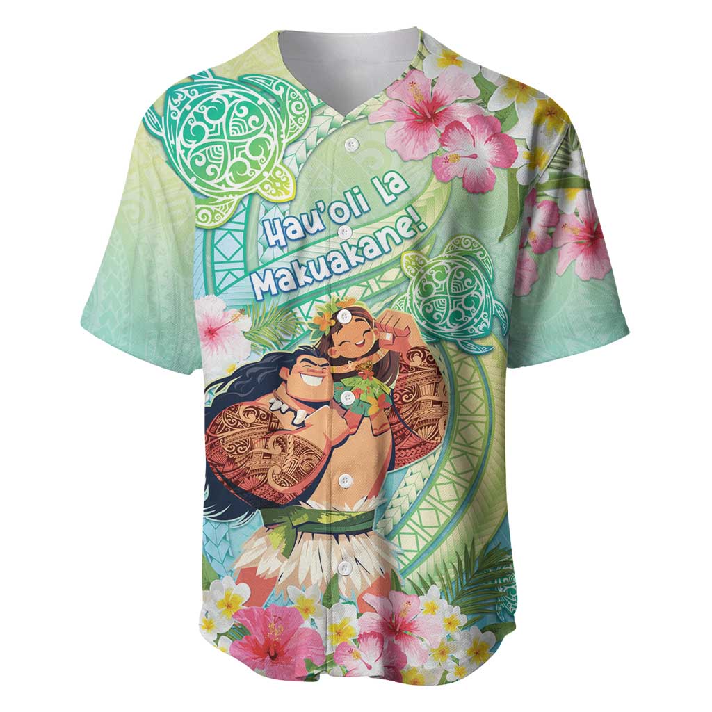 Personalised Hawaii Father's Day Baseball Jersey Happy Father And Child DT04 Green - Polynesian Pride