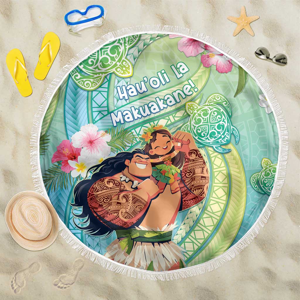 Hawaii Father's Day Beach Blanket Happy Father And Child DT04 One Size 150cm Green - Polynesian Pride