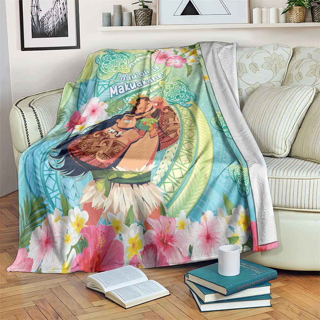Hawaii Father's Day Blanket Happy Father And Child DT04 Green - Polynesian Pride