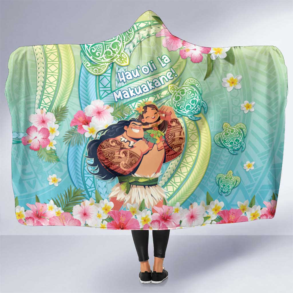 Hawaii Father's Day Hooded Blanket Happy Father And Child DT04 One Size Green - Polynesian Pride