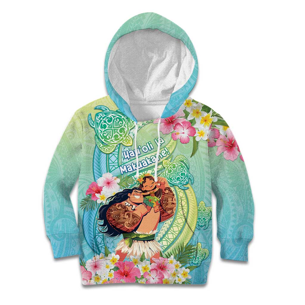 Personalised Hawaii Father's Day Kid Hoodie Happy Father And Child DT04 Hoodie Green - Polynesian Pride