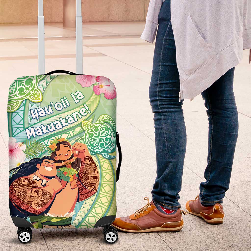 Hawaii Father's Day Luggage Cover Happy Father And Child DT04 Green - Polynesian Pride