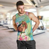 Personalised Hawaii Father's Day Men Tank Top Happy Father And Child DT04 Green - Polynesian Pride