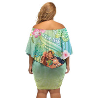 Personalised Hawaii Father's Day Off Shoulder Short Dress Happy Father And Child DT04 - Polynesian Pride