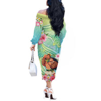 Personalised Hawaii Father's Day Off The Shoulder Long Sleeve Dress Happy Father And Child DT04 - Polynesian Pride