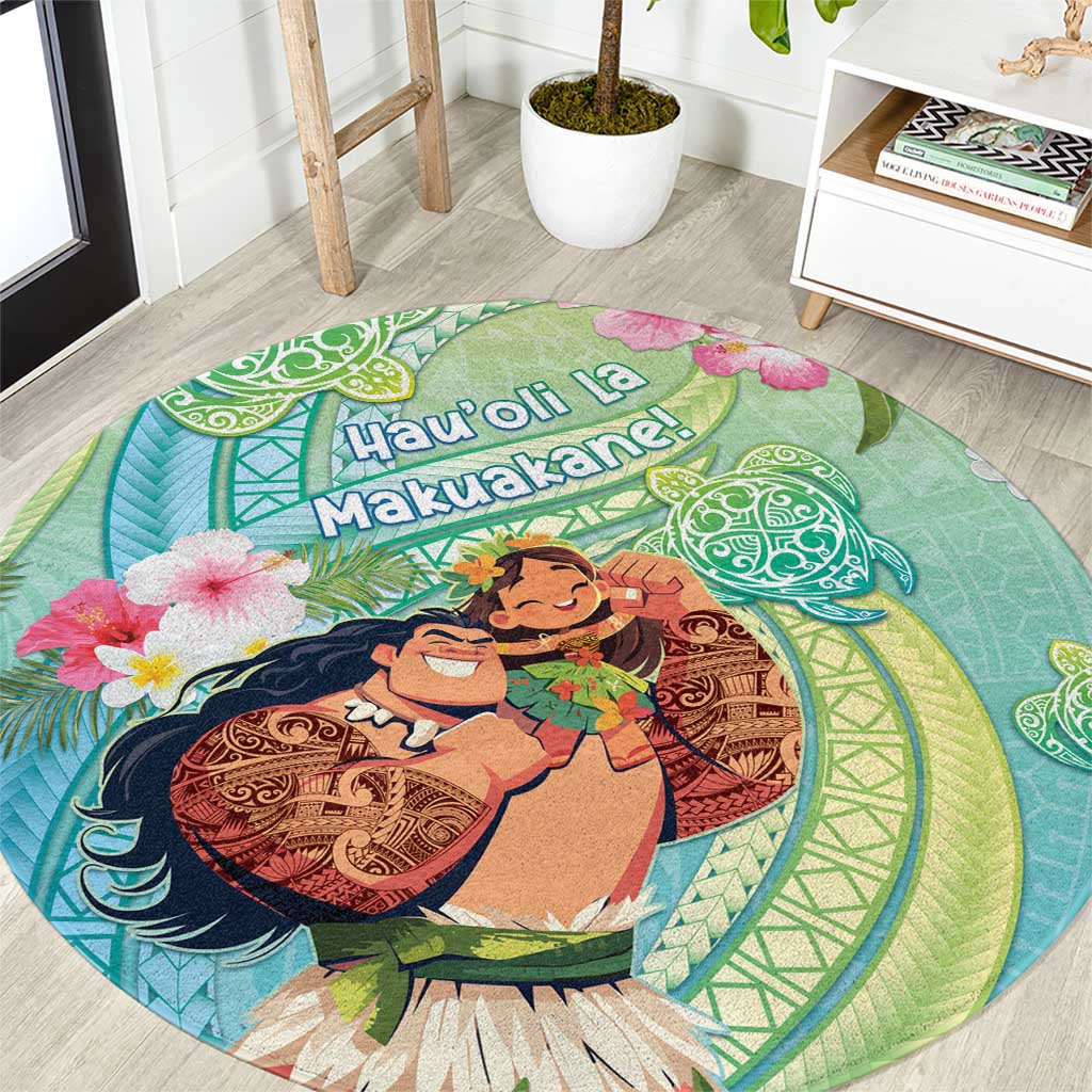 Hawaii Father's Day Round Carpet Happy Father And Child DT04 Green - Polynesian Pride