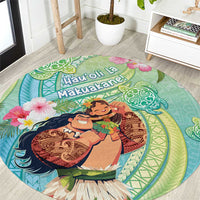 Hawaii Father's Day Round Carpet Happy Father And Child DT04 Green - Polynesian Pride