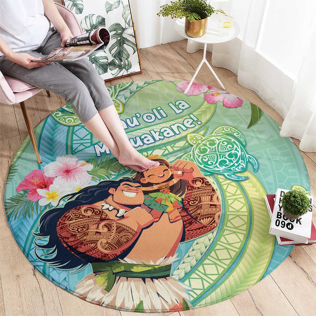Hawaii Father's Day Round Carpet Happy Father And Child DT04 - Polynesian Pride