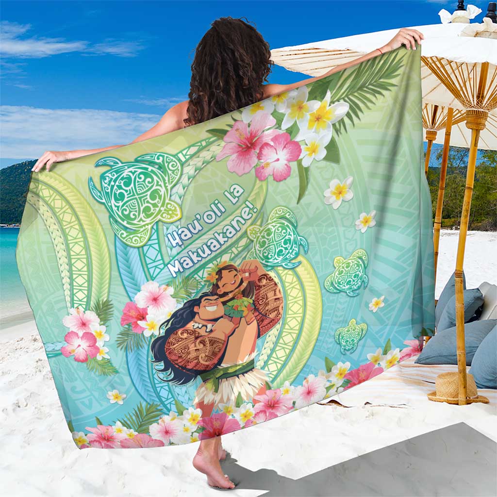 Hawaii Father's Day Sarong Happy Father And Child DT04 One Size 44 x 66 inches Green - Polynesian Pride