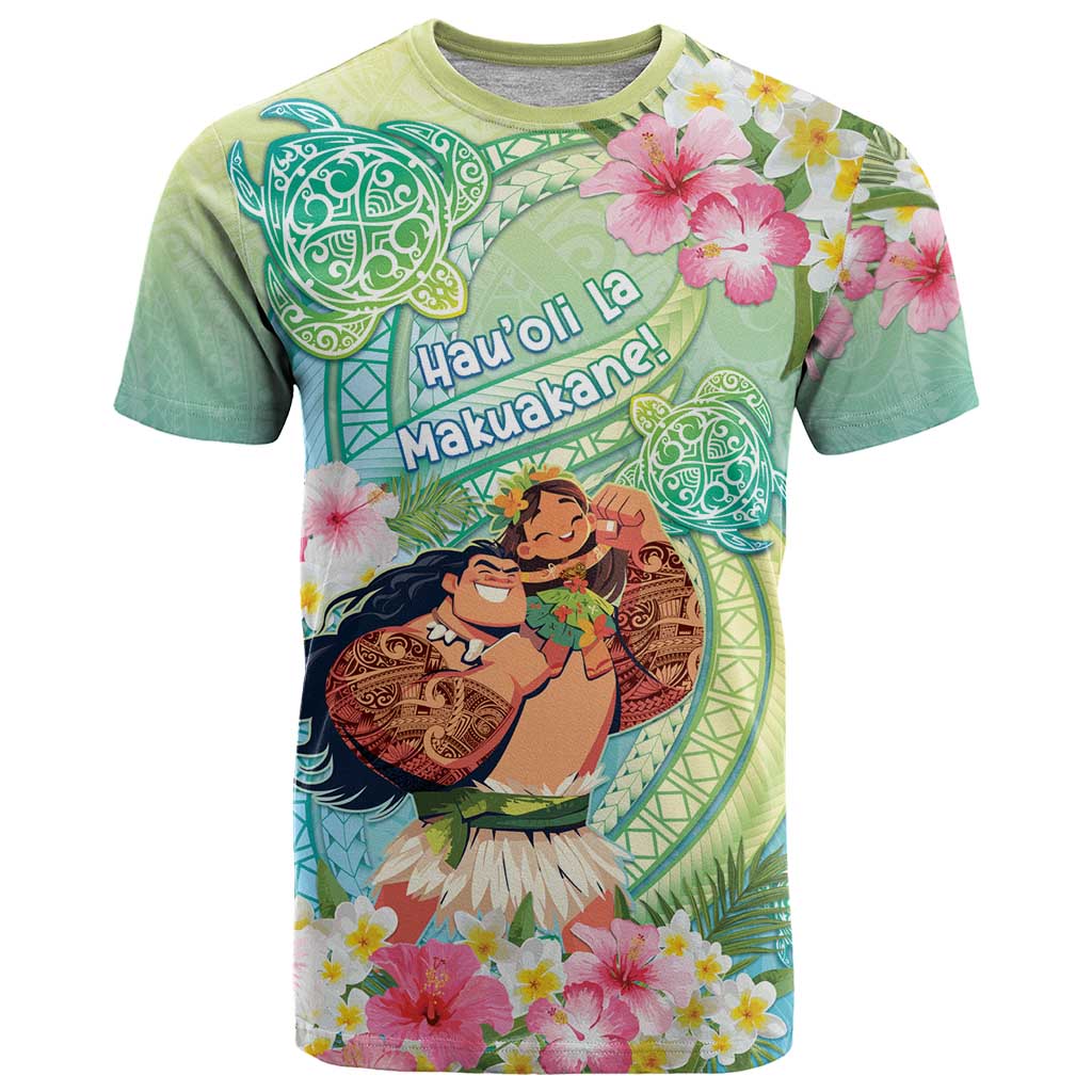 Personalised Hawaii Father's Day T Shirt Happy Father And Child DT04 Green - Polynesian Pride