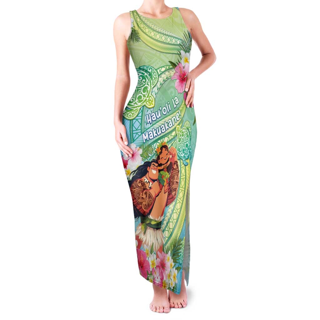 Personalised Hawaii Father's Day Tank Maxi Dress Happy Father And Child DT04 Women Green - Polynesian Pride
