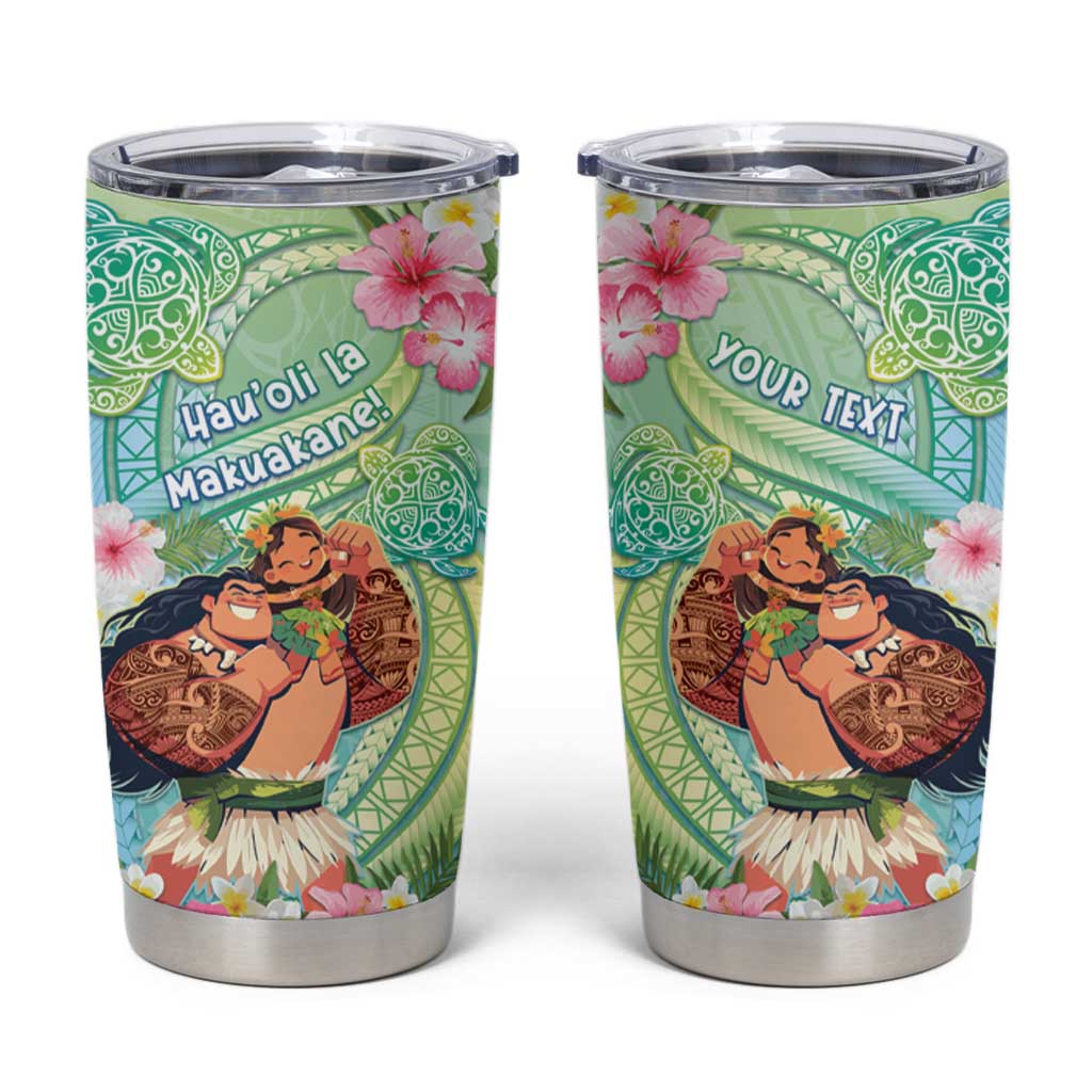 Personalised Hawaii Father's Day Tumbler Cup Happy Father And Child DT04 Green - Polynesian Pride