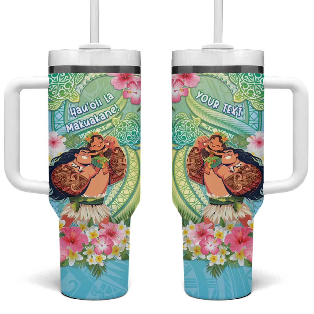Personalised Hawaii Father's Day Tumbler With Handle Happy Father And Child DT04 One Size: 40 oz Green - Polynesian Pride