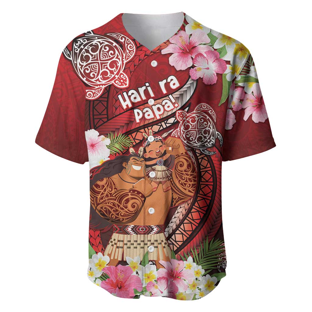 Personalised New Zealand Father's Day Baseball Jersey Happy Father And Child DT04 Red - Polynesian Pride