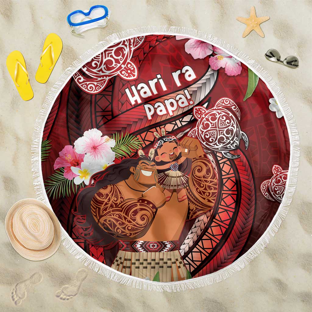 New Zealand Father's Day Beach Blanket Happy Father And Child DT04 One Size 150cm Red - Polynesian Pride