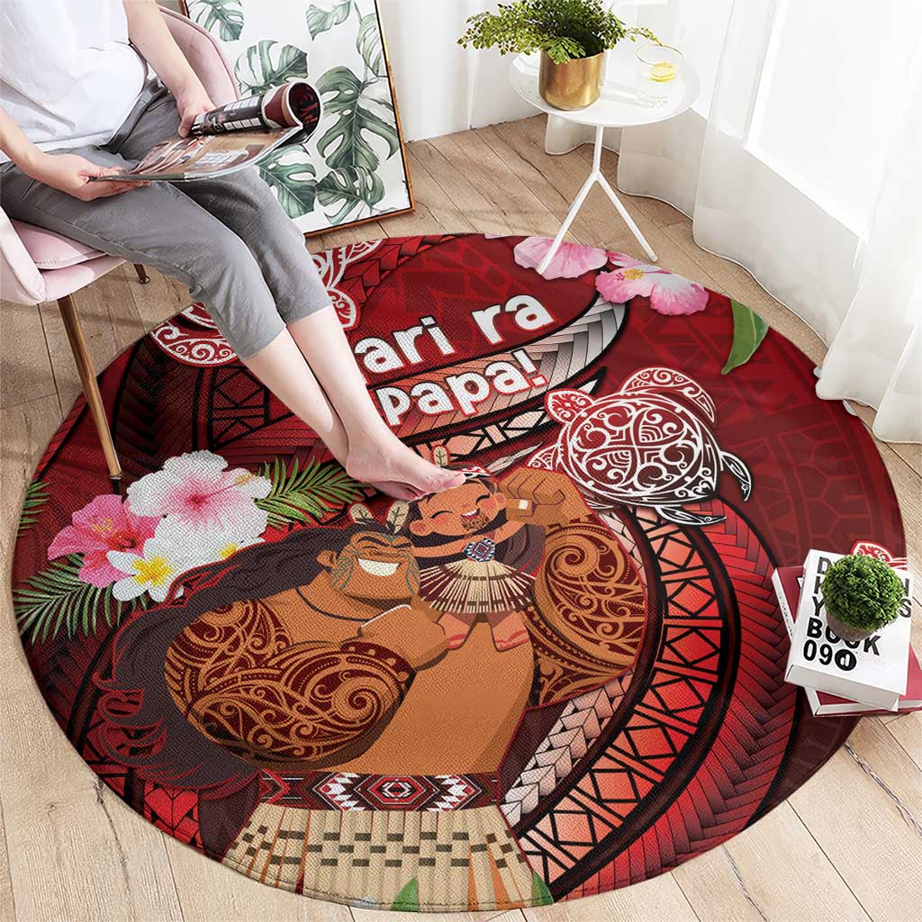 New Zealand Father's Day Round Carpet Happy Father And Child DT04 - Polynesian Pride