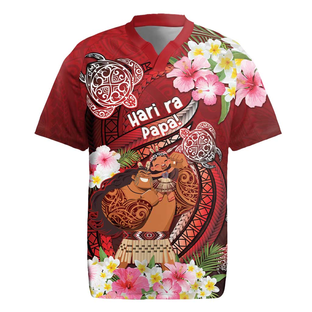 Personalised New Zealand Father's Day Rugby Jersey Happy Father And Child DT04 Red - Polynesian Pride