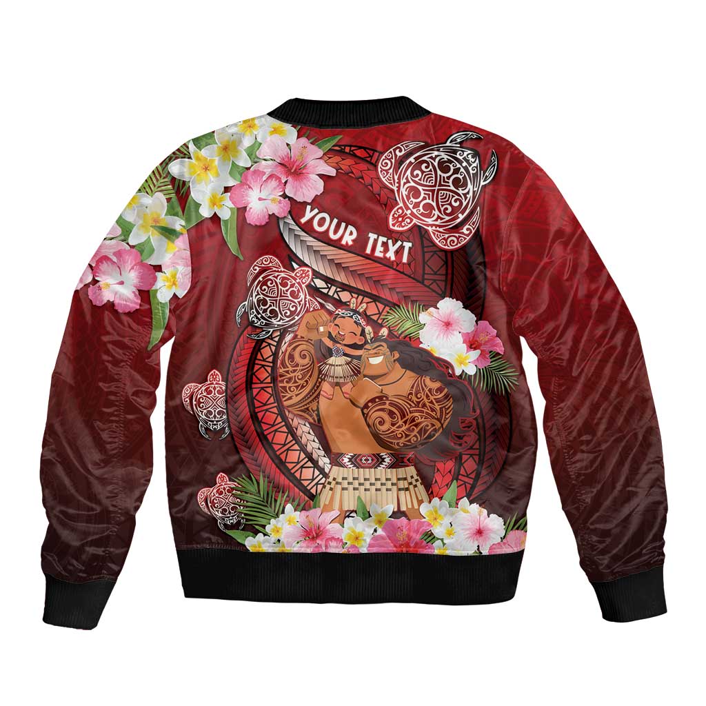 Personalised New Zealand Father's Day Sleeve Zip Bomber Jacket Happy Father And Child DT04 - Polynesian Pride