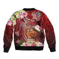 Personalised New Zealand Father's Day Sleeve Zip Bomber Jacket Happy Father And Child DT04 - Polynesian Pride