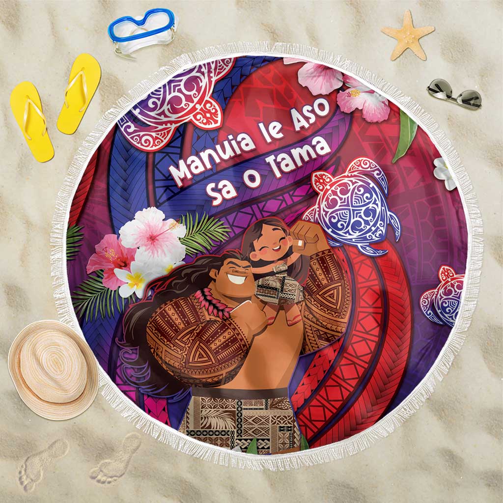 Samoa Father's Day Beach Blanket Happy Father And Child DT04 One Size 150cm Red - Polynesian Pride