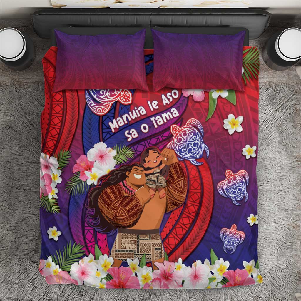 Samoa Father's Day Bedding Set Happy Father And Child DT04 Red - Polynesian Pride