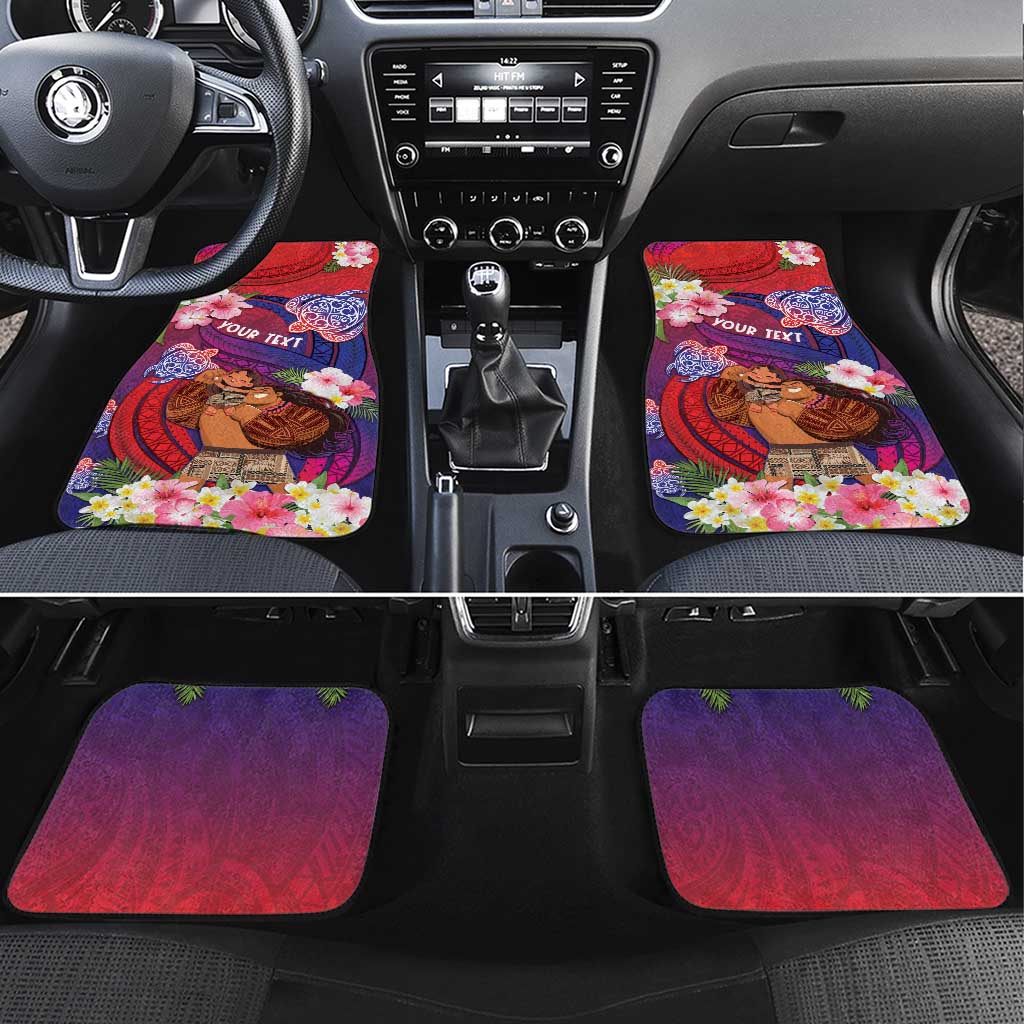 Samoa Father's Day Car Mats Happy Father And Child DT04 Set 4pcs Red - Polynesian Pride