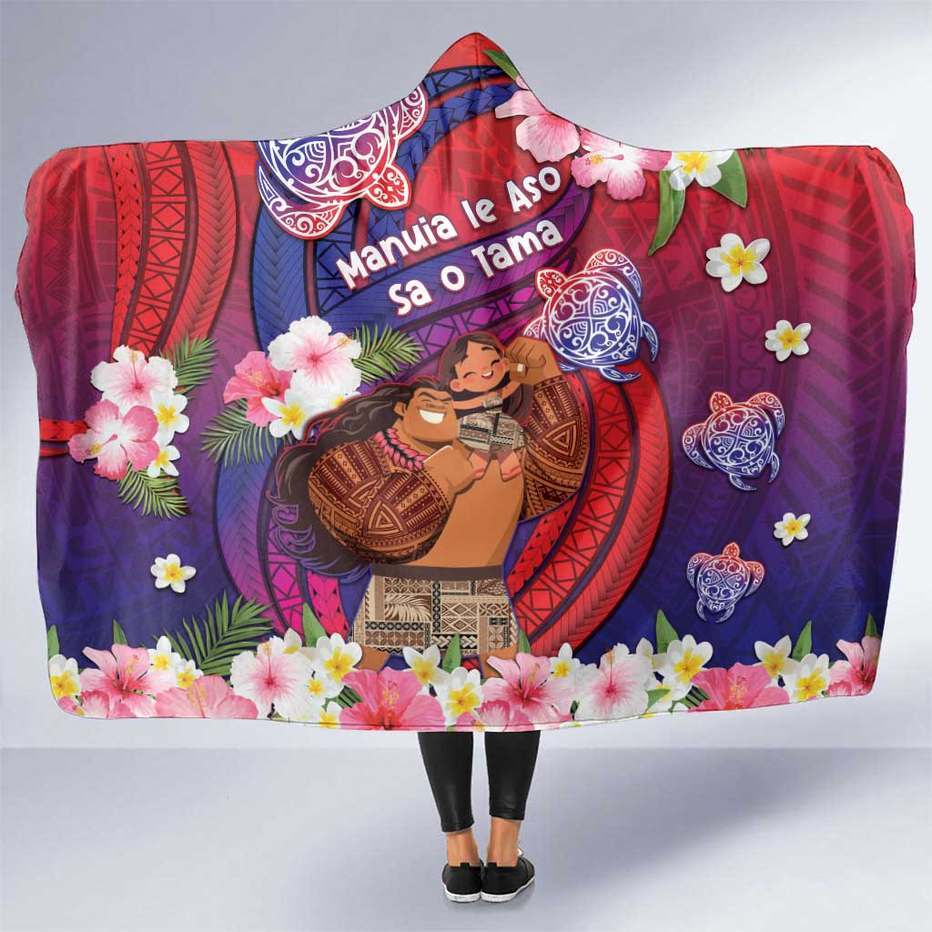 Samoa Father's Day Hooded Blanket Happy Father And Child DT04 One Size Red - Polynesian Pride
