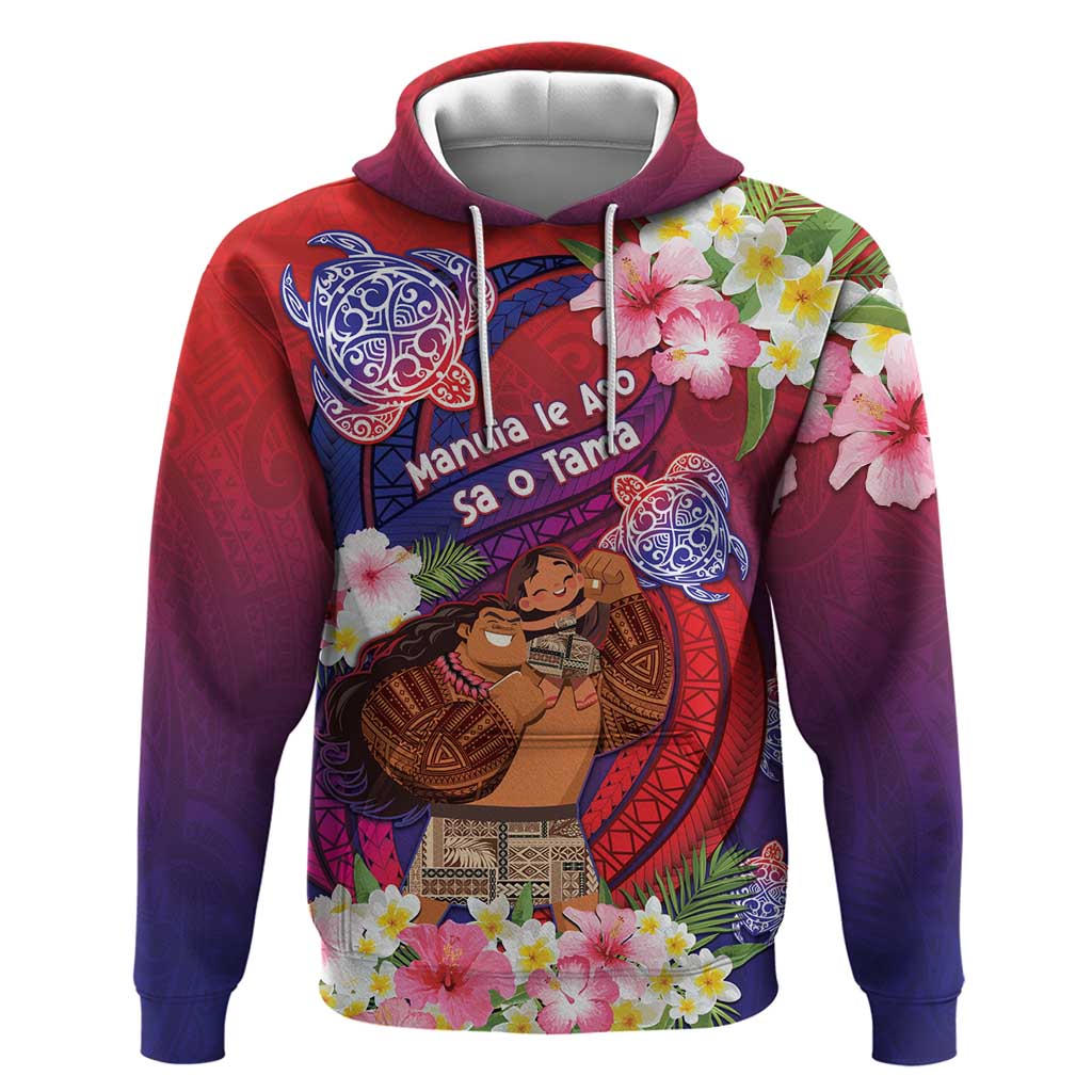 Personalised Samoa Father's Day Hoodie Happy Father And Child DT04 Pullover Hoodie Red - Polynesian Pride