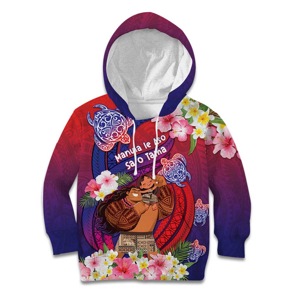 Personalised Samoa Father's Day Kid Hoodie Happy Father And Child DT04 Hoodie Red - Polynesian Pride