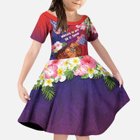 Personalised Samoa Father's Day Kid Short Sleeve Dress Happy Father And Child DT04 KID Red - Polynesian Pride