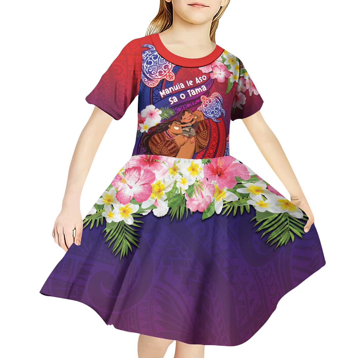 Personalised Samoa Father's Day Kid Short Sleeve Dress Happy Father And Child DT04 - Polynesian Pride