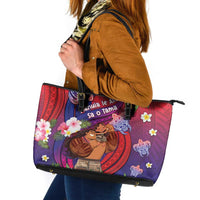 Samoa Father's Day Leather Tote Bag Happy Father And Child DT04 Red - Polynesian Pride