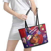 Samoa Father's Day Leather Tote Bag Happy Father And Child DT04 - Polynesian Pride