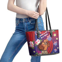 Samoa Father's Day Leather Tote Bag Happy Father And Child DT04 - Polynesian Pride