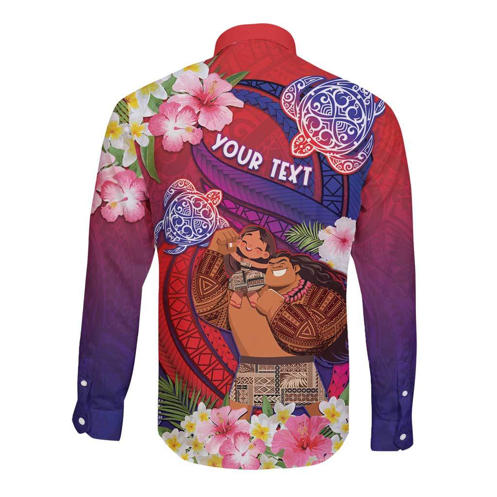 Personalised Samoa Father's Day Long Sleeve Button Shirt Happy Father And Child DT04 - Polynesian Pride