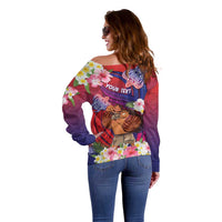 Personalised Samoa Father's Day Off Shoulder Sweater Happy Father And Child DT04 - Polynesian Pride