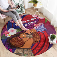 Samoa Father's Day Round Carpet Happy Father And Child DT04 - Polynesian Pride