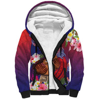 Personalised Samoa Father's Day Sherpa Hoodie Happy Father And Child DT04 Unisex Red - Polynesian Pride