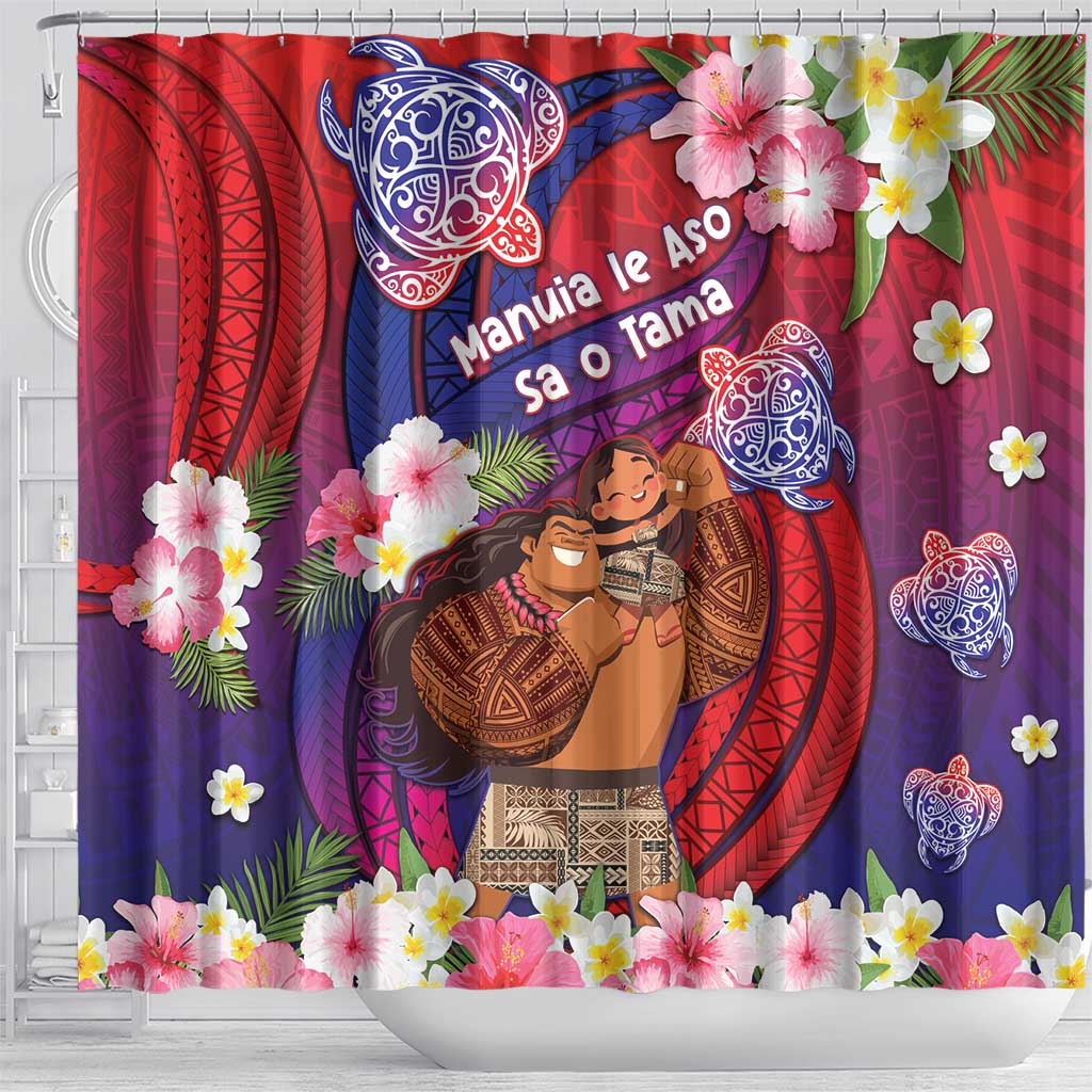 Samoa Father's Day Shower Curtain Happy Father And Child DT04 - Polynesian Pride