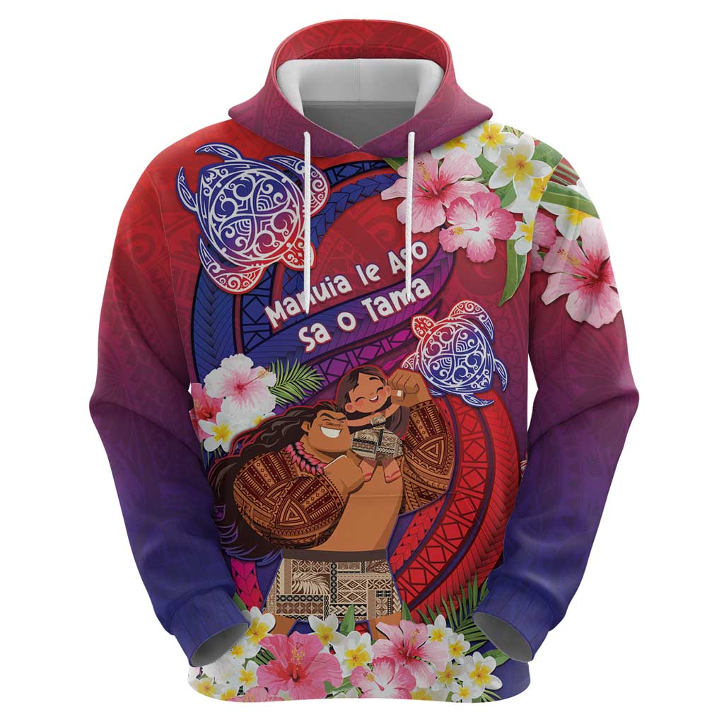 Personalised Samoa Father's Day Zip Hoodie Happy Father And Child DT04 - Polynesian Pride