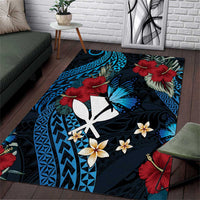 Hawaii Butterfly Area Rug Kanaka Maoli Mix Hibiscus DT04 Black - Polynesian Pride