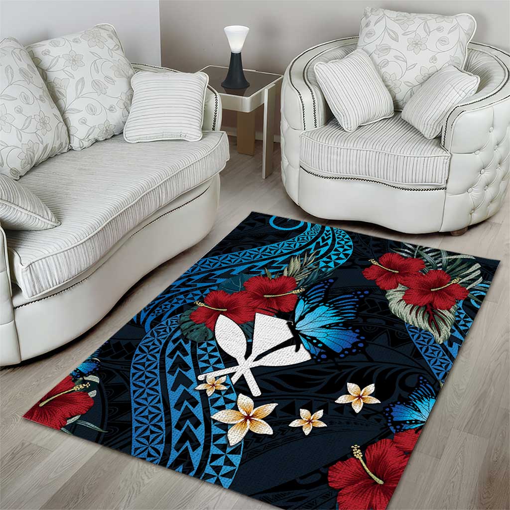 Hawaii Butterfly Area Rug Kanaka Maoli Mix Hibiscus DT04 - Polynesian Pride