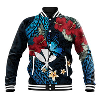 Hawaii Butterfly Baseball Jacket Kanaka Maoli Mix Hibiscus DT04 Unisex Black - Polynesian Pride
