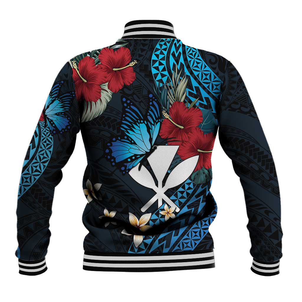Hawaii Butterfly Baseball Jacket Kanaka Maoli Mix Hibiscus DT04 - Polynesian Pride