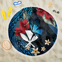 Hawaii Butterfly Beach Blanket Kanaka Maoli Mix Hibiscus DT04 One Size 150cm Black - Polynesian Pride
