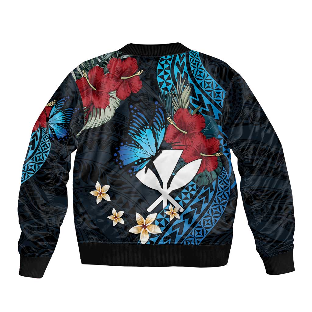 Hawaii Butterfly Bomber Jacket Kanaka Maoli Mix Hibiscus DT04 - Polynesian Pride