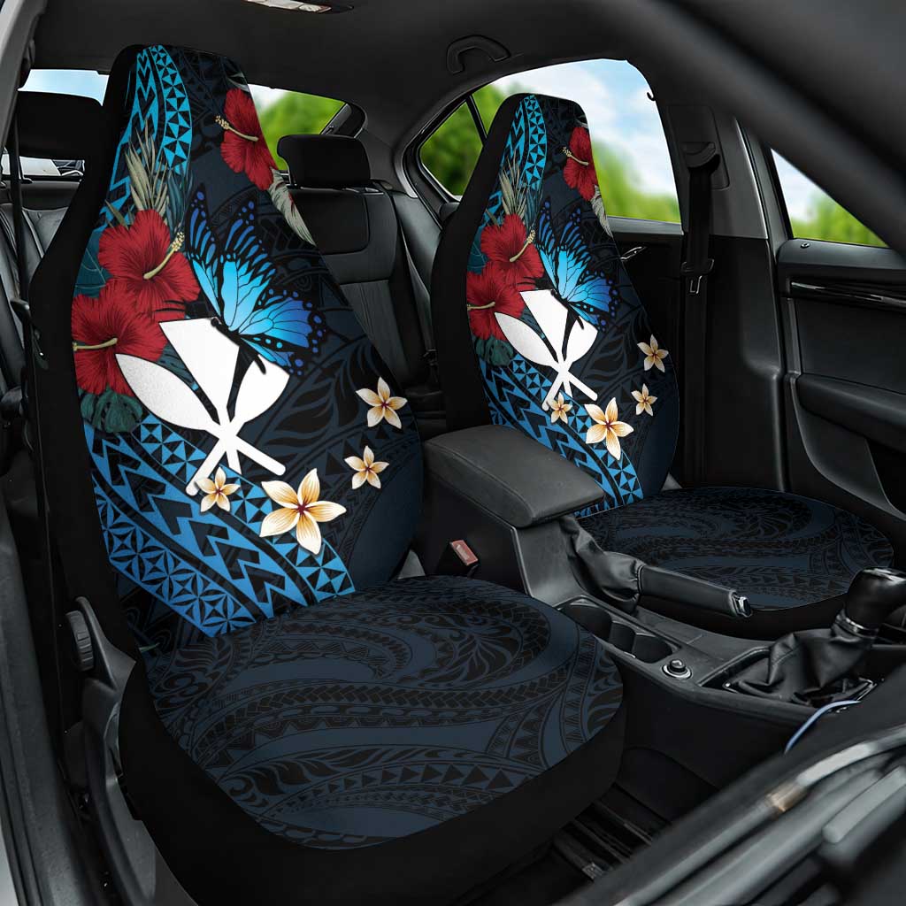 Hawaii Butterfly Car Seat Cover Kanaka Maoli Mix Hibiscus DT04 One Size Black - Polynesian Pride