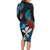 Hawaii Butterfly Long Sleeve Bodycon Dress Kanaka Maoli Mix Hibiscus