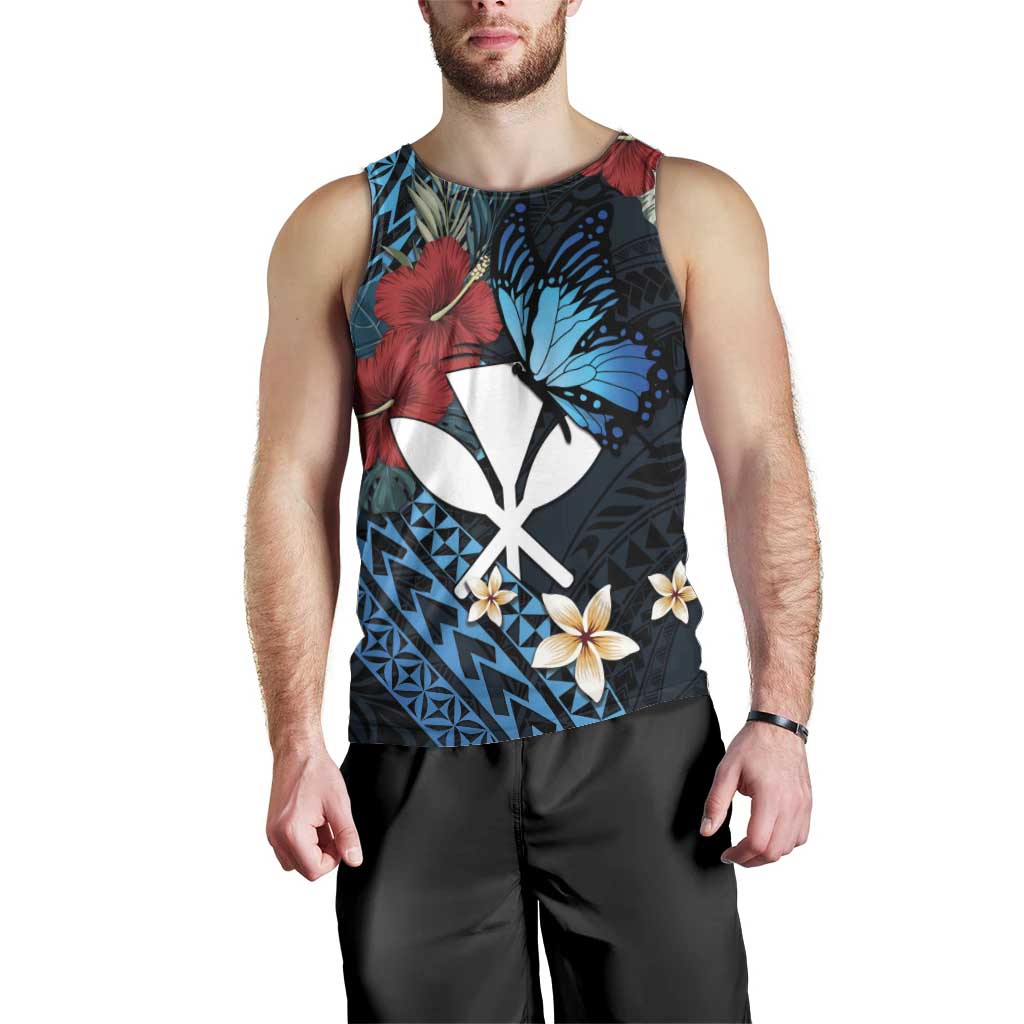 Hawaii Butterfly Men Tank Top Kanaka Maoli Mix Hibiscus DT04 - Polynesian Pride