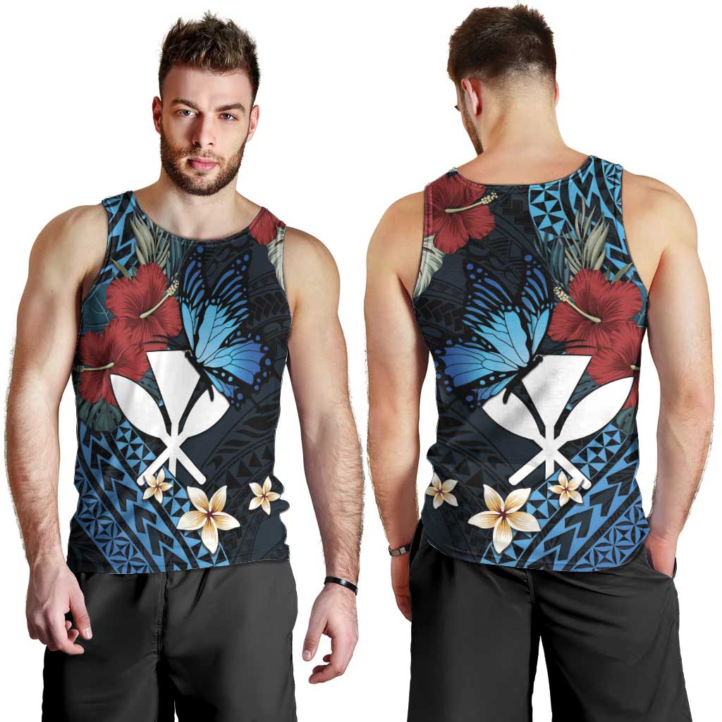 Hawaii Butterfly Men Tank Top Kanaka Maoli Mix Hibiscus DT04 - Polynesian Pride